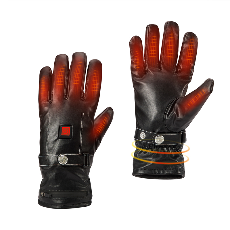 Νέο σχεδιασμό Δερμάτινα ηλεκτρικά θερμαινόμενα γάντια για άνδρες, θέρμανση γάντια για σκι